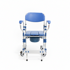 Aluminum Shower Chair with Commode, Flip-Up Armrests