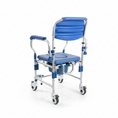 Aluminum Shower Chair with Commode, Flip-Up Armrests