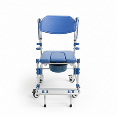 Aluminum Shower Chair with Commode, Flip-Up Armrests