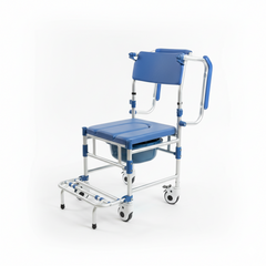 Aluminum Shower Chair with Commode, Flip-Up Armrests