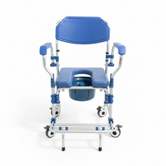 Aluminum Shower Chair with Commode, Flip-Up Armrests