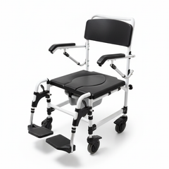 Aluminum Shower Chair with Commode / White Coated Frame