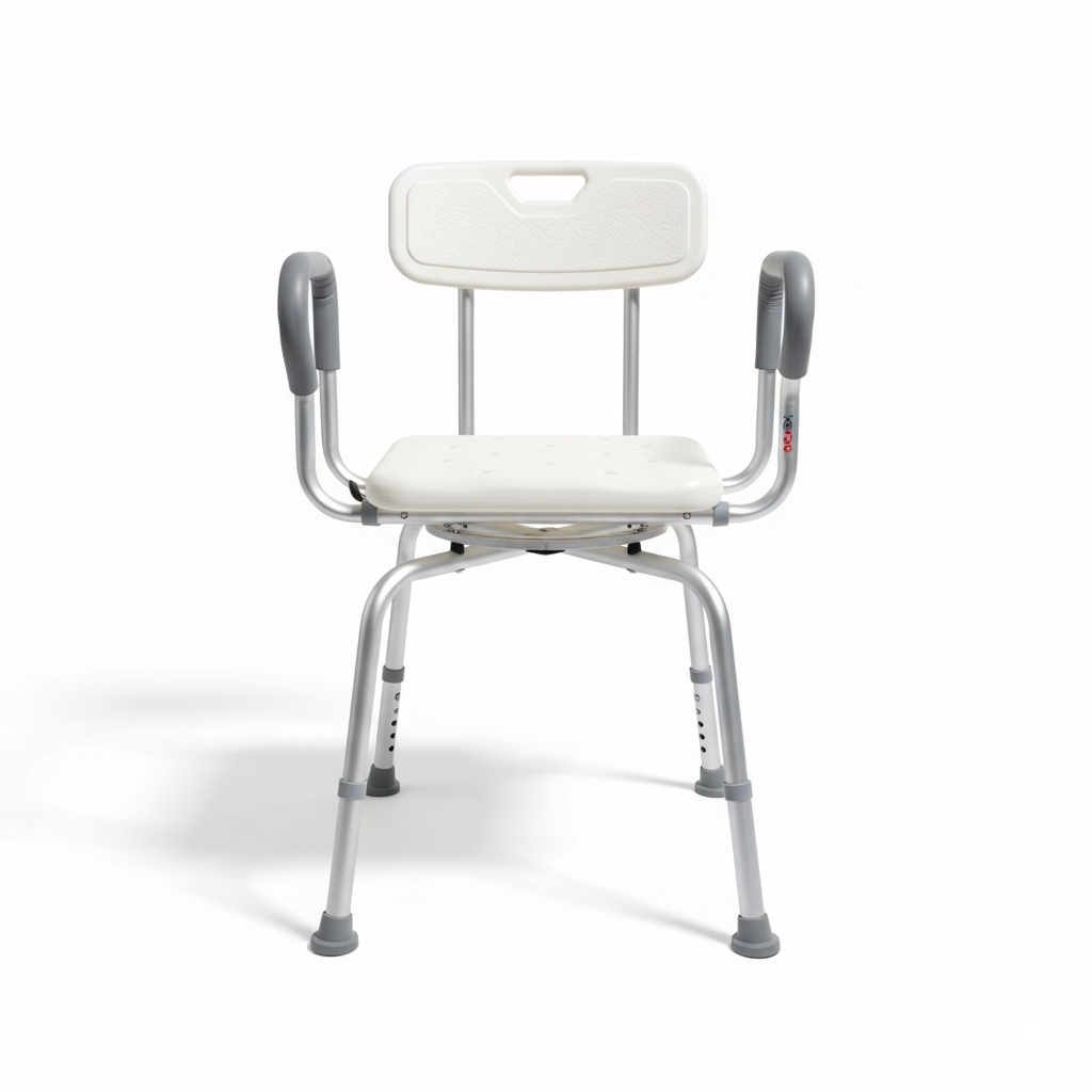 Aluminum Swivel Shower Chair with Armrest (KM3783L)