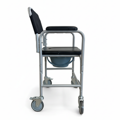 Bedside Commode and Shower Chair Silver Powder Coated Frame (KM2804)