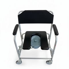 Bedside Commode and Shower Chair Silver Powder Coated Frame (KM2804)
