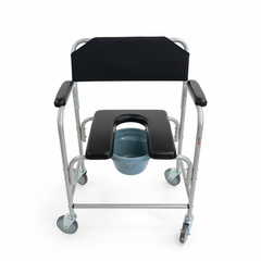 Bedside Commode and Shower Chair Silver Powder Coated Frame (KM2804)