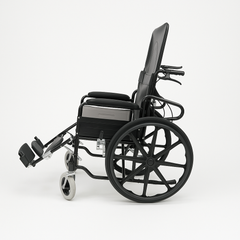 Black Tube Leather Covered Fully Reclining Wheelchair