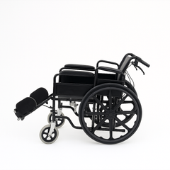Black Tube Leather Covered Fully Reclining Wheelchair