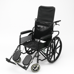 Black Tube Leather Covered Fully Reclining Wheelchair