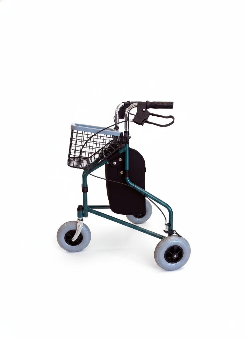 Powder Coated Steel Foldable Three-Wheel Rollator (KM49143)