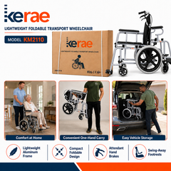 Kerae Lightweight Foldable Transport Wheelchair KM2110