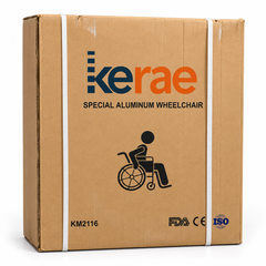 Kerae KM2116 Aluminum Foldable Wheelchair with Breathable Cushions, Attendant Brakes, and Anti-Tip Wheels