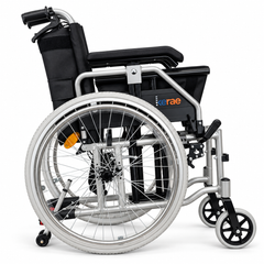 Kerae KM2116 Aluminum Foldable Wheelchair with Breathable Cushions, Attendant Brakes, and Anti-Tip Wheels