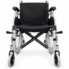 Kerae KM2116 Aluminum Foldable Wheelchair with Breathable Cushions, Attendant Brakes, and Anti-Tip Wheels