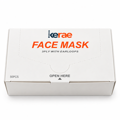 Kerae 3-Ply Face Masks with Earloops, Disposable Blue Pleated Masks 50 Count