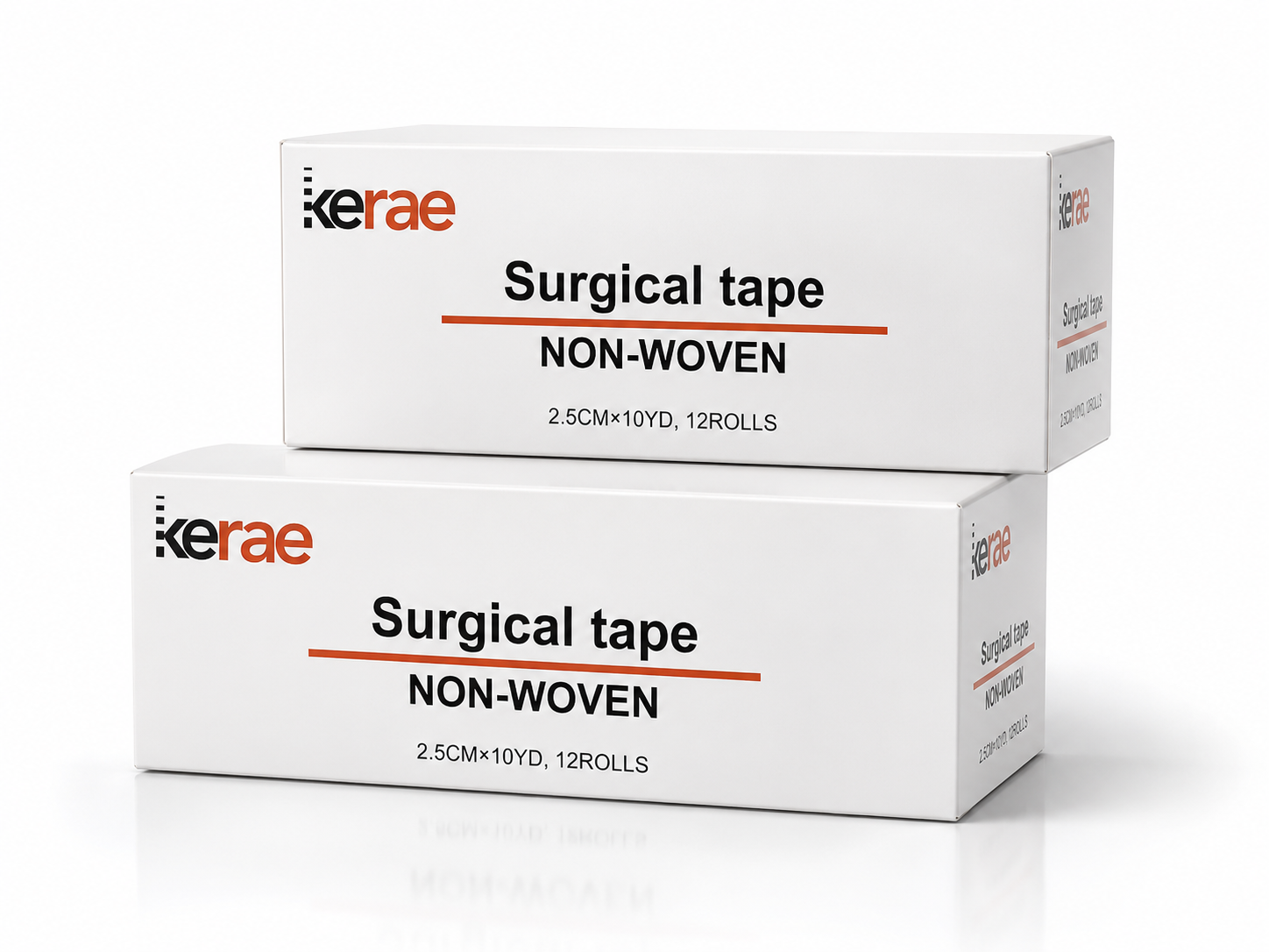 Two boxes of Kerae non-woven surgical tape, 2.5cm x 10yd, 12 rolls per box