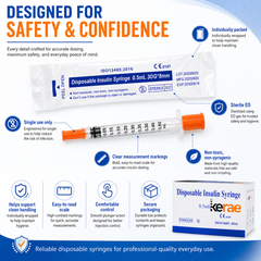 Kerae 0.5ml 30G 5/16"(8mm), Insulin Syringe, Pack of 100