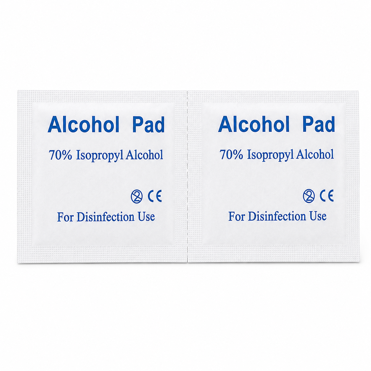 Front of a Kerae alcohol pad sachet: 70% isopropyl alcohol, for disinfection use