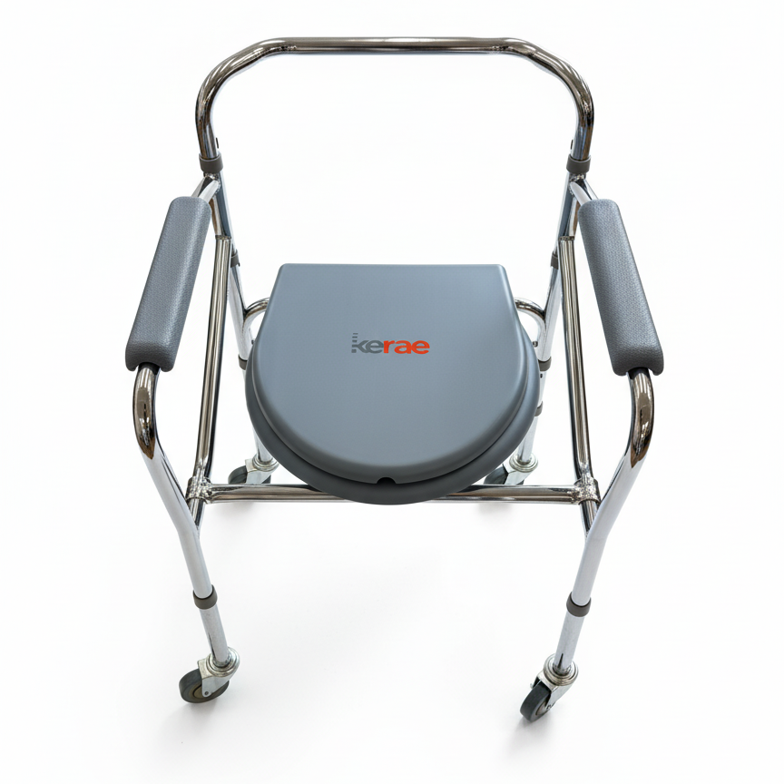 Steel Bedside Commode Chair, Chrome Finish (KMB94B01FD)