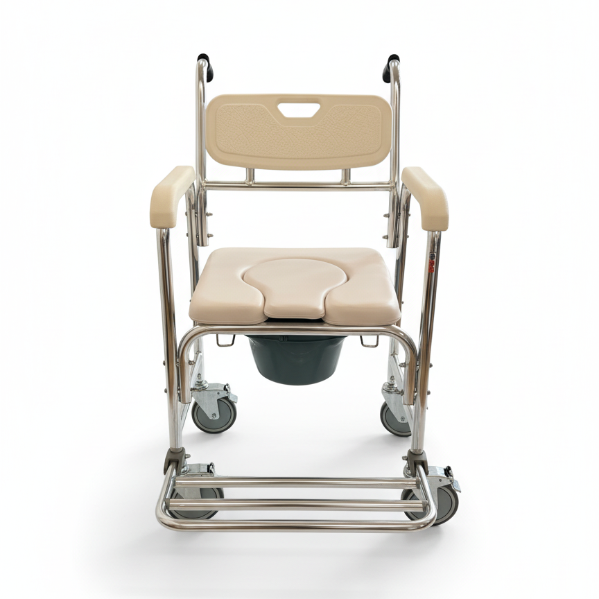 U-Seat Aluminum Commode Shower Chair with foot rest (KM2688L)