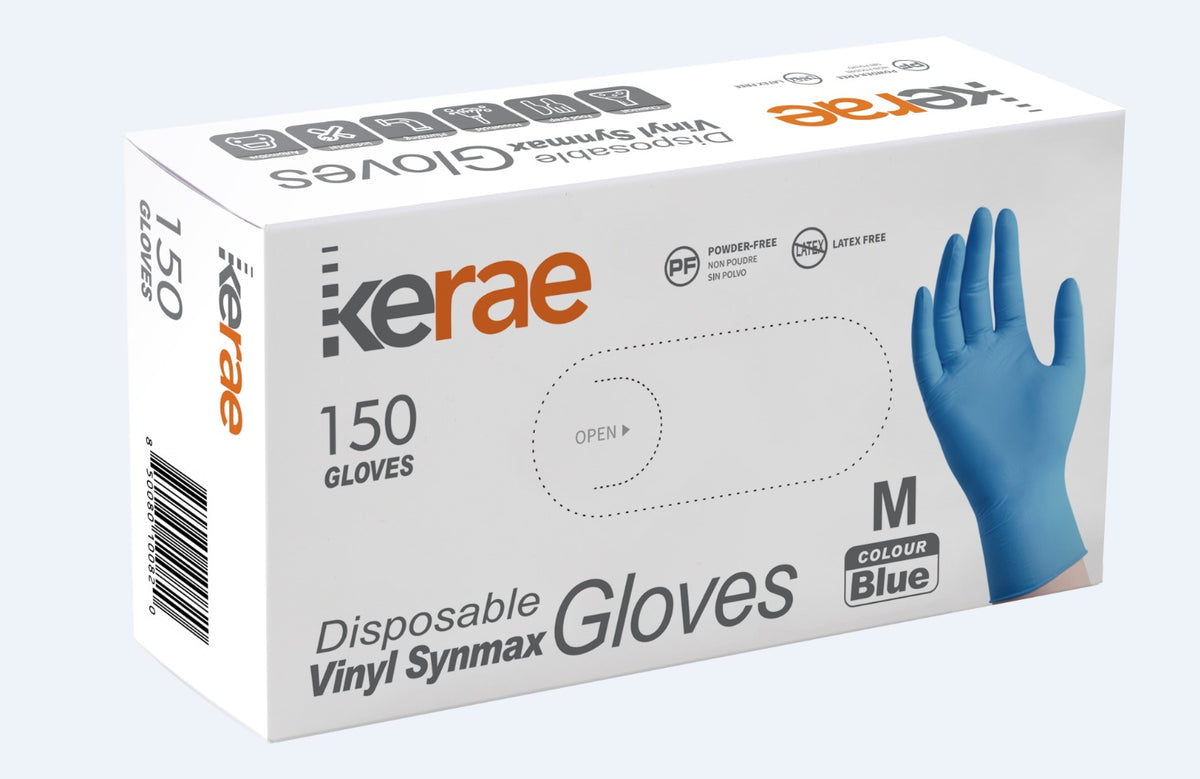 Kerae Blue Vinyl Synmax Exam Gloves