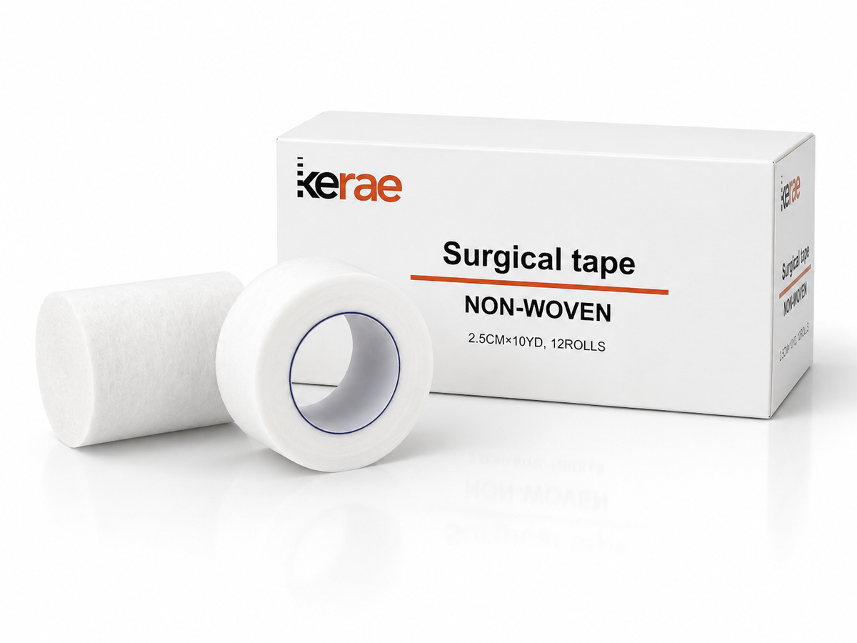 Kerae non-woven surgical tape box with two 1 inch by 10 yard rolls