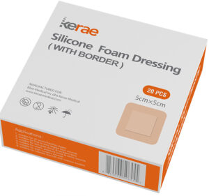 Front view of Silicone Foam Dressing with Border 2.5" x 2.5"